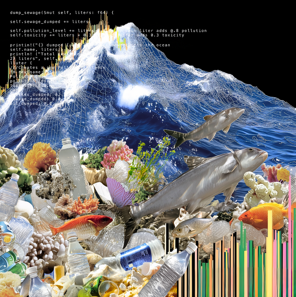 Binary Oceans: Trash - Framed Edition